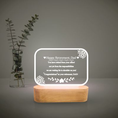 Retirement Gift for Dad Customized With Text Acrylic Plaque with Warm White Light | Happy Retirement Gift | Gift for Dad